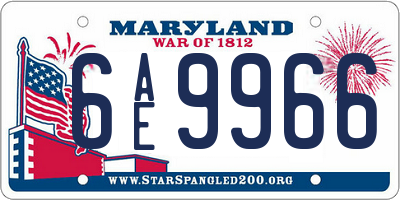 MD license plate 6AE9966