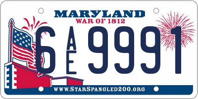 MD license plate 6AE9991