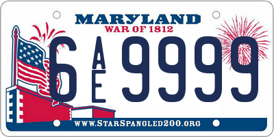 MD license plate 6AE9999