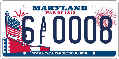 MD license plate 6AF0008