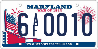MD license plate 6AF0010