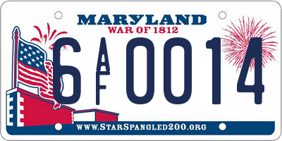 MD license plate 6AF0014