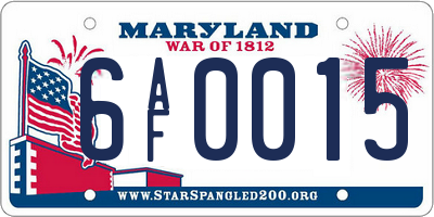 MD license plate 6AF0015
