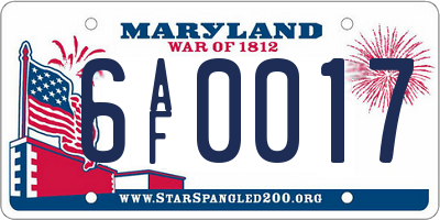 MD license plate 6AF0017