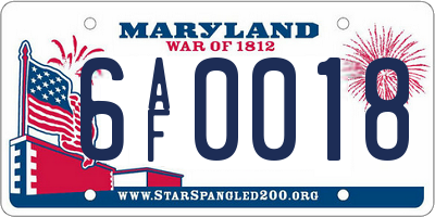 MD license plate 6AF0018