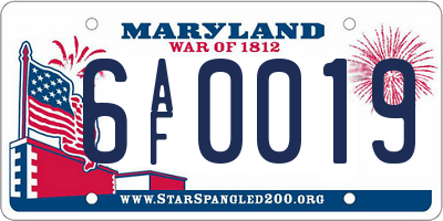 MD license plate 6AF0019