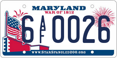 MD license plate 6AF0026