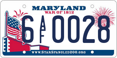 MD license plate 6AF0028