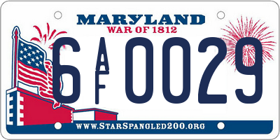MD license plate 6AF0029