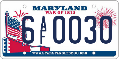 MD license plate 6AF0030