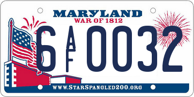 MD license plate 6AF0032