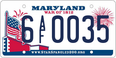 MD license plate 6AF0035
