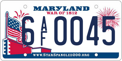 MD license plate 6AF0045