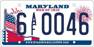 MD license plate 6AF0046