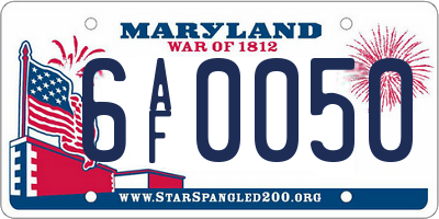 MD license plate 6AF0050