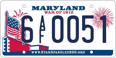 MD license plate 6AF0051