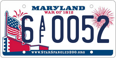 MD license plate 6AF0052