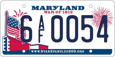 MD license plate 6AF0054