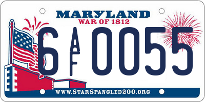 MD license plate 6AF0055