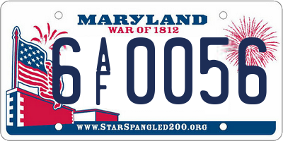 MD license plate 6AF0056