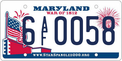 MD license plate 6AF0058