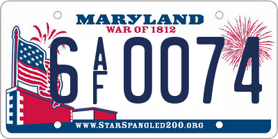 MD license plate 6AF0074