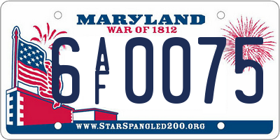 MD license plate 6AF0075