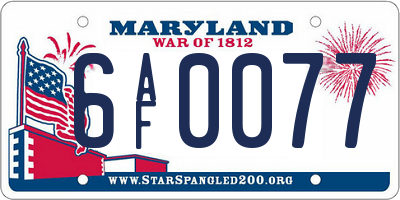 MD license plate 6AF0077