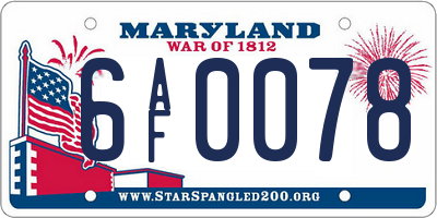 MD license plate 6AF0078