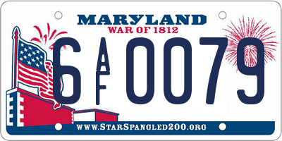 MD license plate 6AF0079
