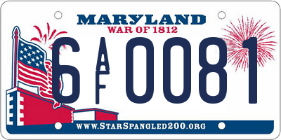 MD license plate 6AF0081