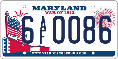 MD license plate 6AF0086