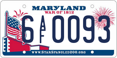 MD license plate 6AF0093