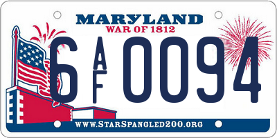 MD license plate 6AF0094