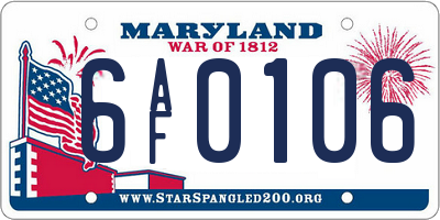 MD license plate 6AF0106