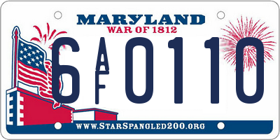 MD license plate 6AF0110