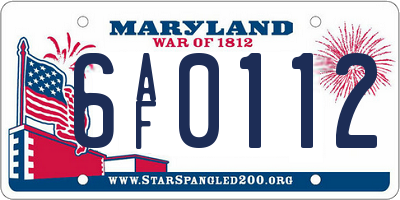 MD license plate 6AF0112