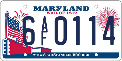 MD license plate 6AF0114