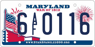 MD license plate 6AF0116