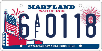 MD license plate 6AF0118