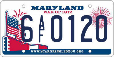 MD license plate 6AF0120