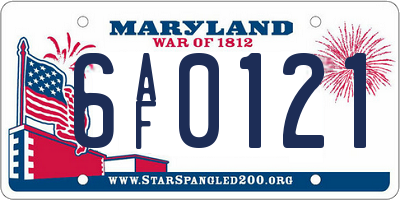 MD license plate 6AF0121