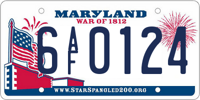 MD license plate 6AF0124