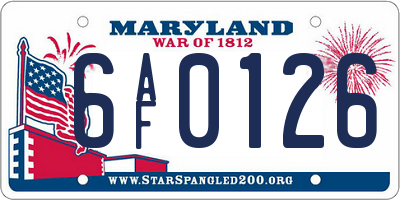 MD license plate 6AF0126