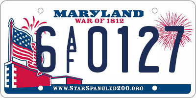 MD license plate 6AF0127