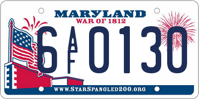 MD license plate 6AF0130