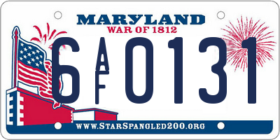 MD license plate 6AF0131