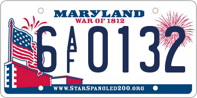 MD license plate 6AF0132