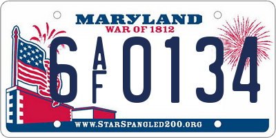 MD license plate 6AF0134