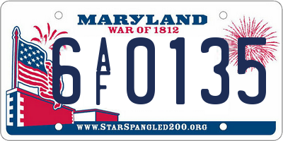 MD license plate 6AF0135